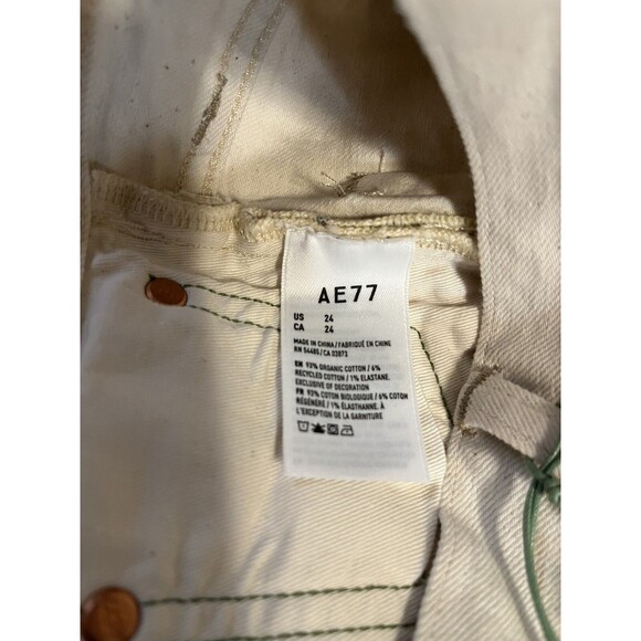 AE77 American Eagle women The Stovepipe Selvedge Jean size 24 Natural Beige $188 - Picture 11 of 12